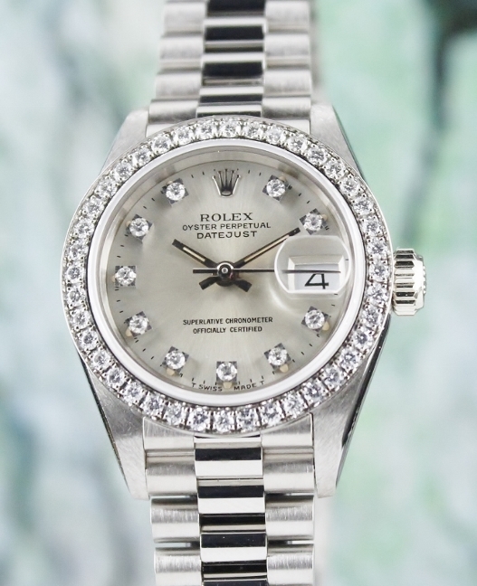 (image for) LIKE NEW UNPOLISHED 100% ORIGINAL ROLEX 18K WHITE GOLD OYSTER PERPETUAL DATEJUST / 69139